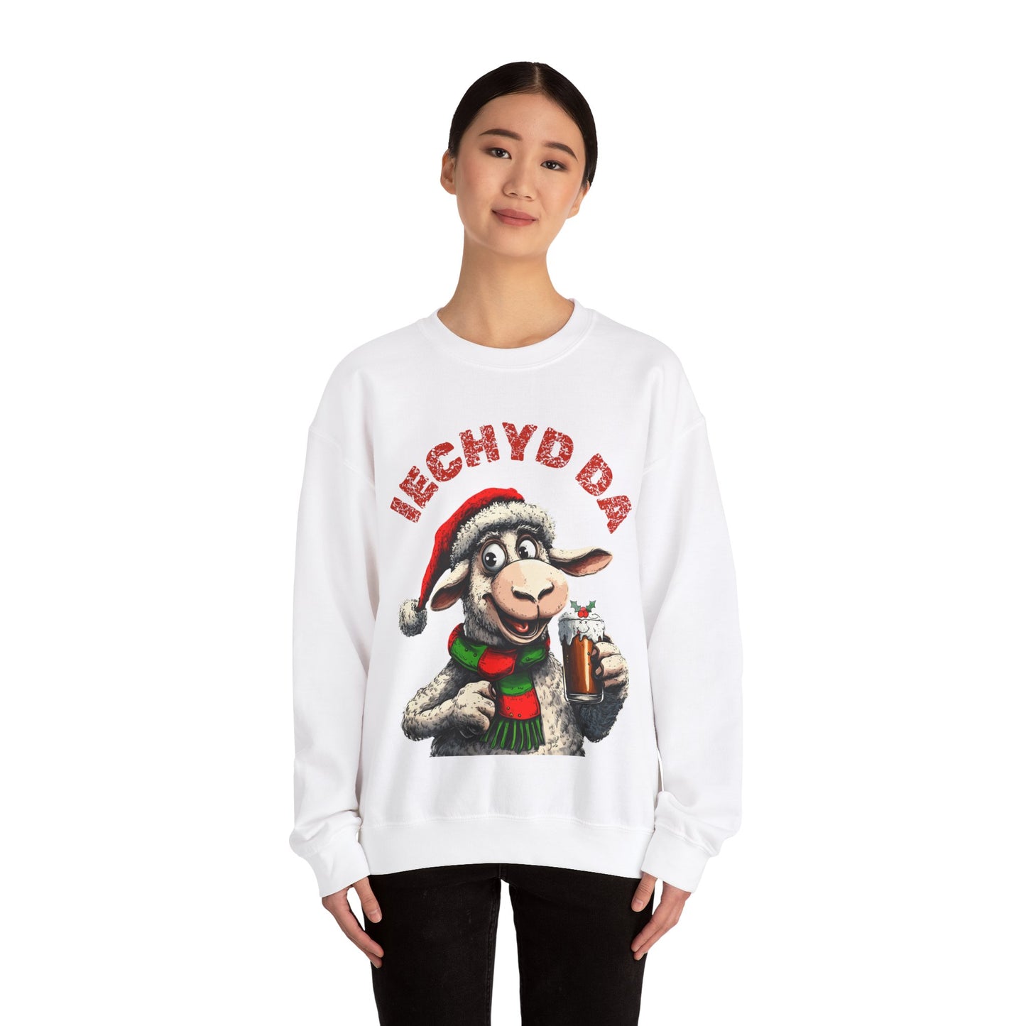 Women's Black or White "Iechyd Da" Sweatshirt – Welsh Christmas Jumper Alternative