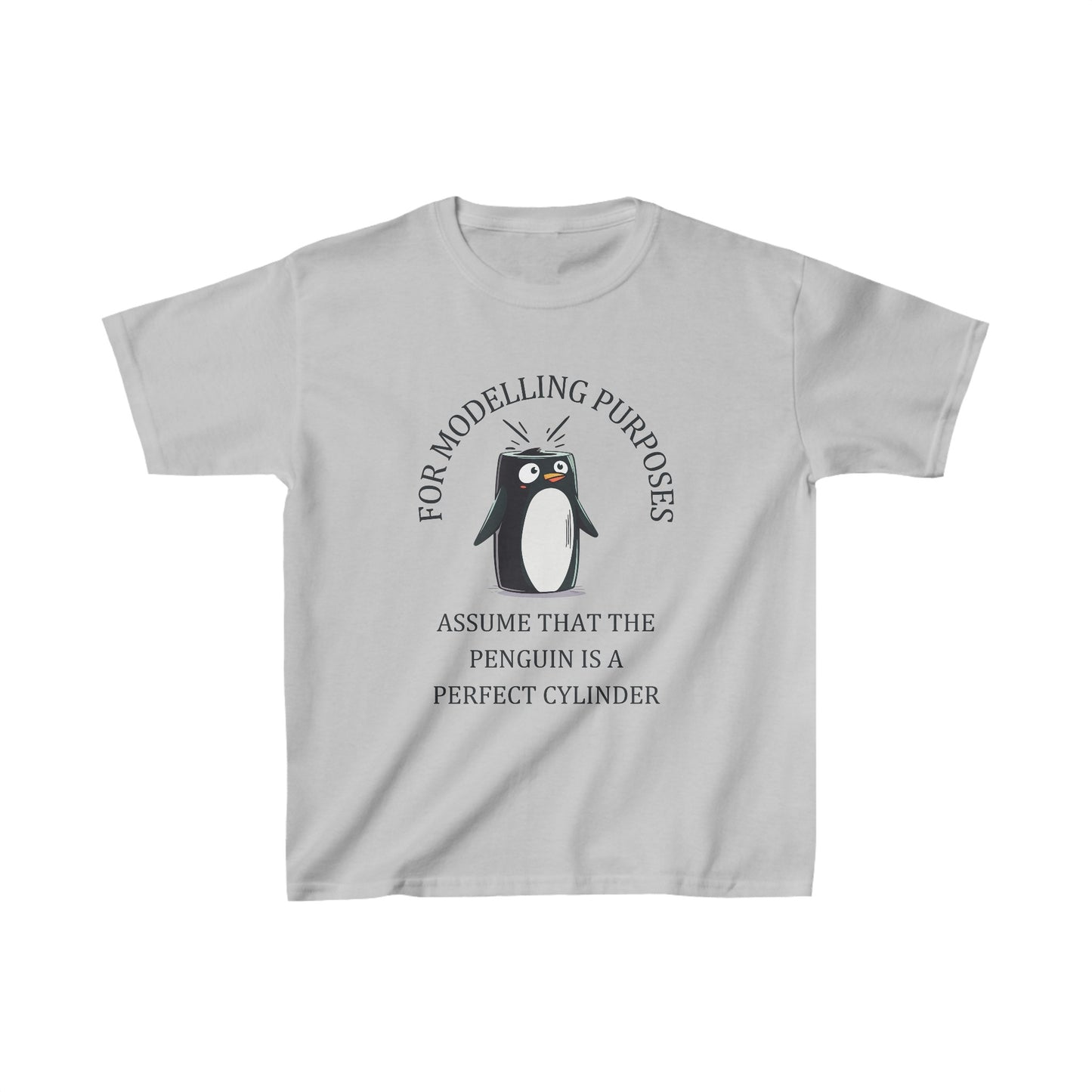 Kids' STEM Maths T-Shirt: Cylindrical Penguin Fun!