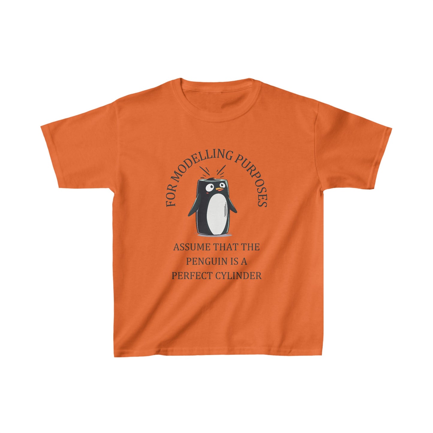 Kids' STEM Maths T-Shirt: Cylindrical Penguin Fun!