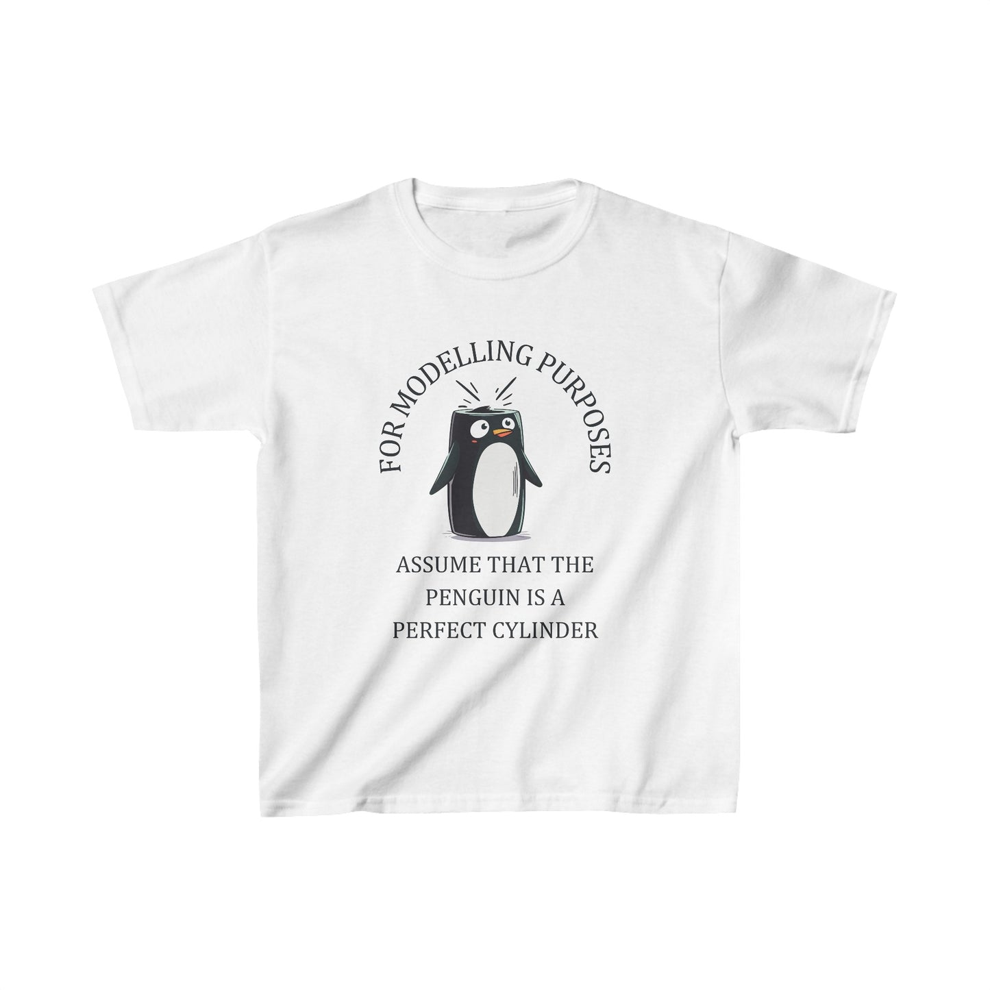 Kids' STEM Maths T-Shirt: Cylindrical Penguin Fun!