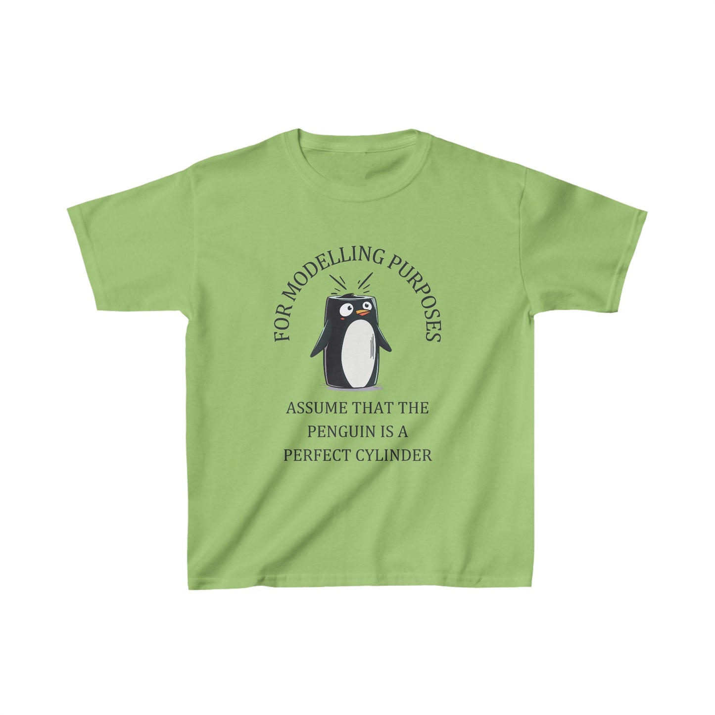 Kids' STEM Maths T-Shirt: Cylindrical Penguin Fun!