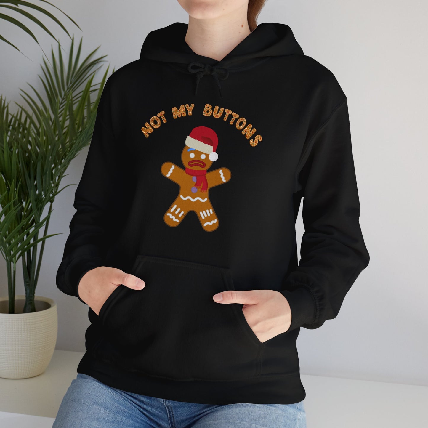 Not My Buttons! Festive Gingerbread Man Hoodie for Christmas Cheer