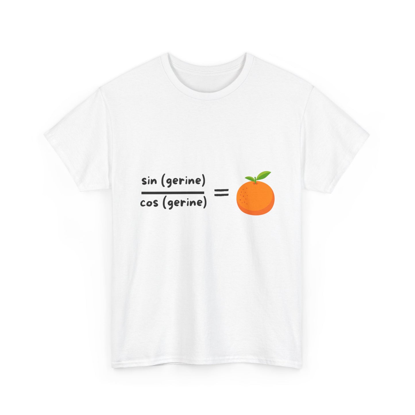 Funny Maths Humour T-Shirt: Sin(gerine) Over Cos(gerine) Equals Tan(gerine)