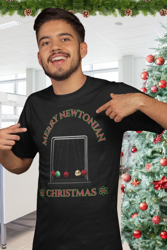 Merry Newtonian Christmas Men's T-shirt: A Festive, Science-Inspired Design