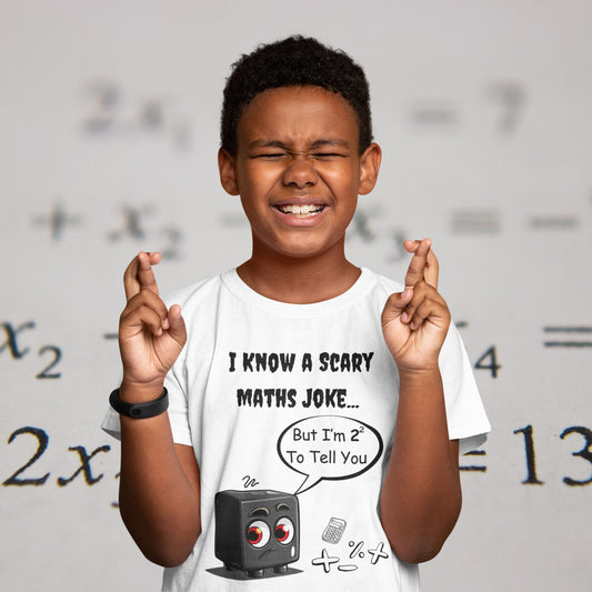 'I Know a Terrifying Maths Joke' Kids' STEM T-Shirt – Funny Gift for Clever Kids & Math Lovers