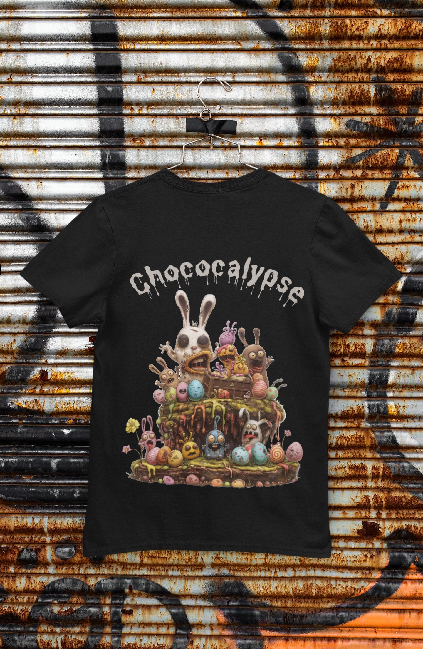 Chococalypse Zombie Bunny T-Shirt – Fun & Spooky Chocolate Mayhem for Kids