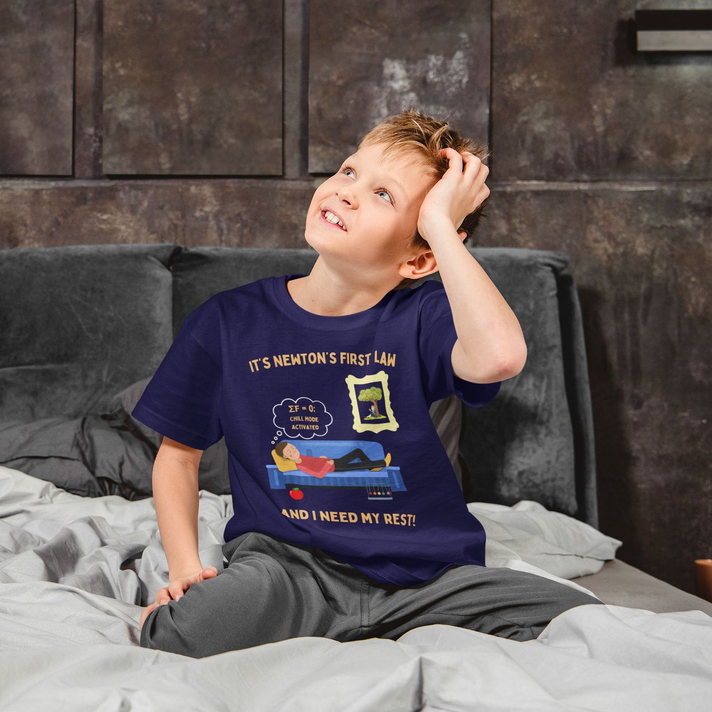 Chill Mode Activated – Kids’ STEM T-Shirt Inspired by Newton’s First Law