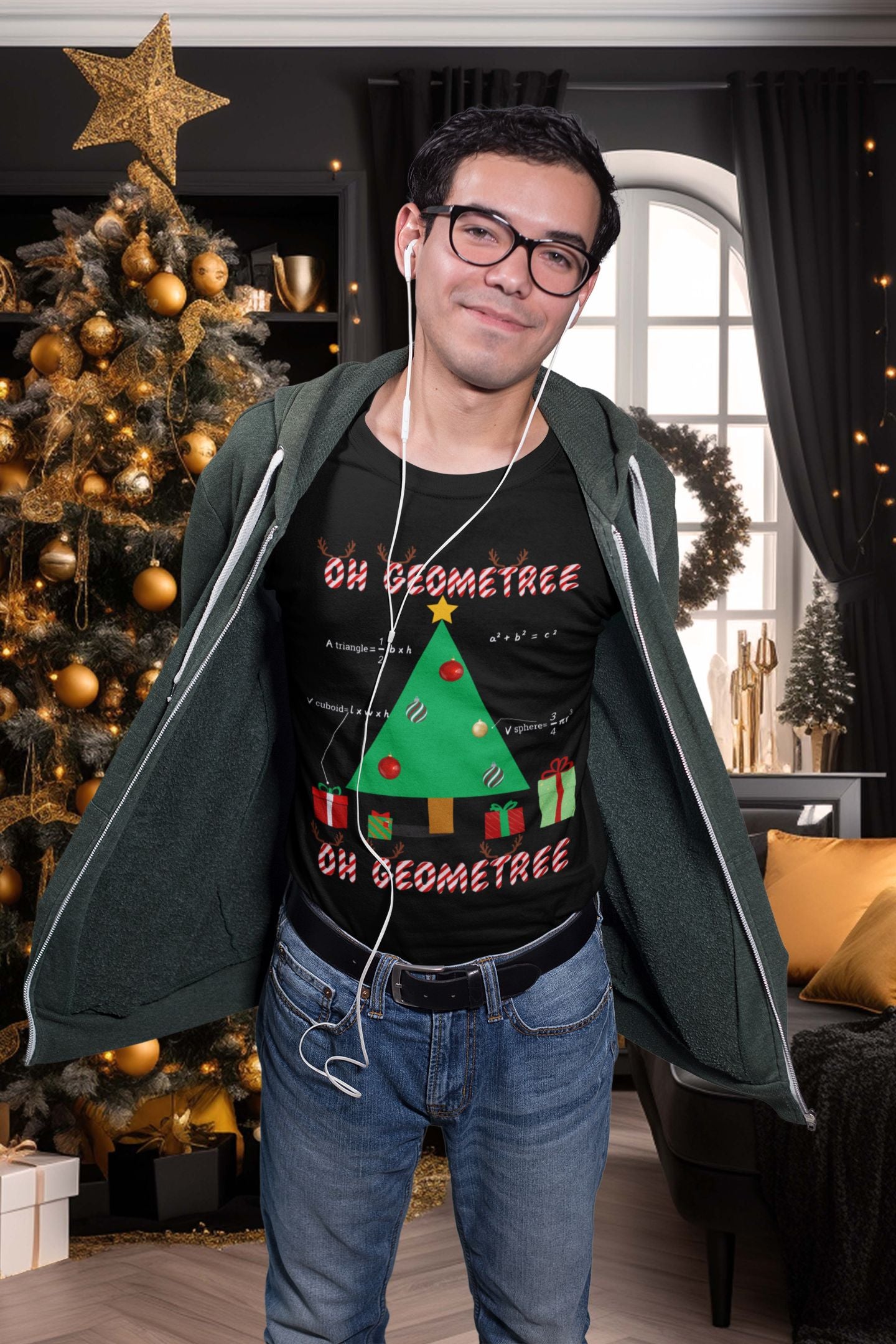 Men's "OH GEOMETREE" Christmas T-shirt – Unisex Design