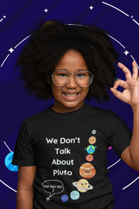 We Don't Care About Pluto Kids' T-Shirt - Fun Solar System Design for STEM Enthusiasts