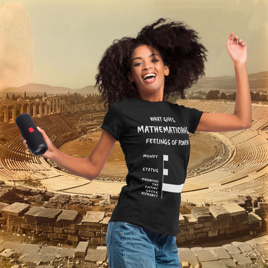 What Gives Mathematicians Feelings of Power? Women's Softstyle T-Shirt – Greek Alphabet Edition