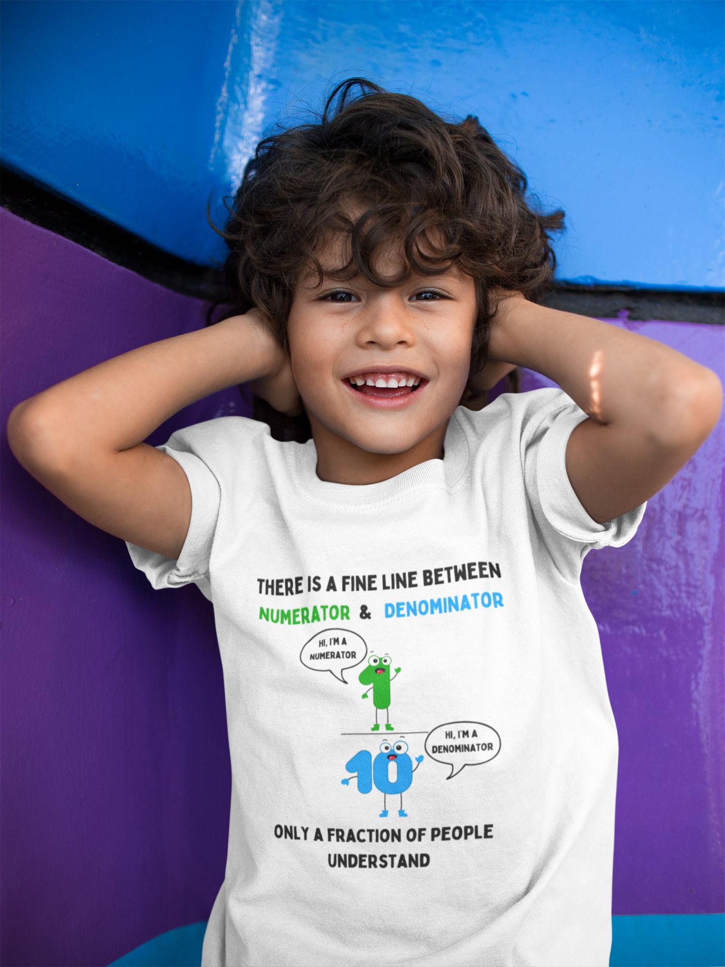 STEM Maths Humour Kid's T-Shirt: Fine Line Between Numerator & Denominator