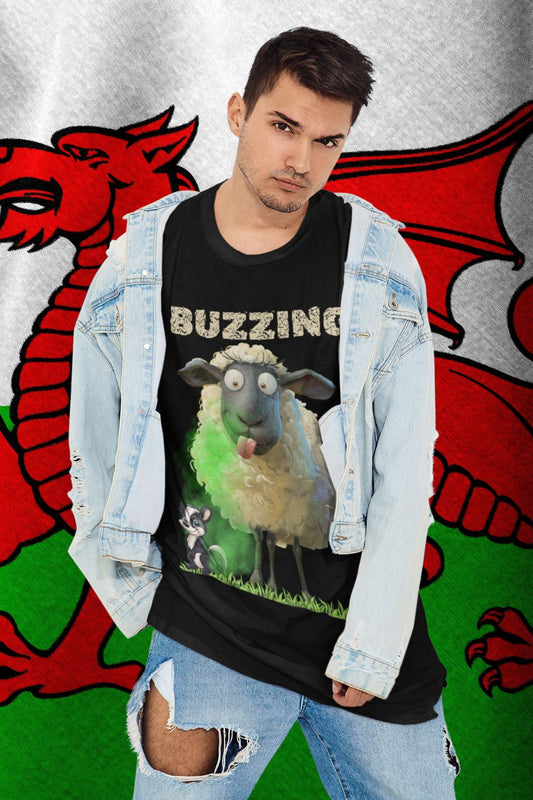 Buzzing Baa-d Men's T-shirt – Celebrate Welsh Humour