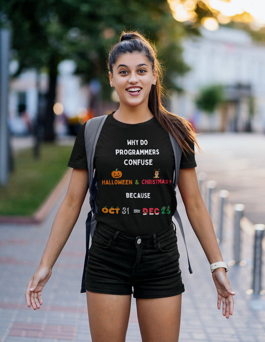 Confused Programmer – Oct 31 = Dec 25 WOMEN'S Softstyle T-shirt