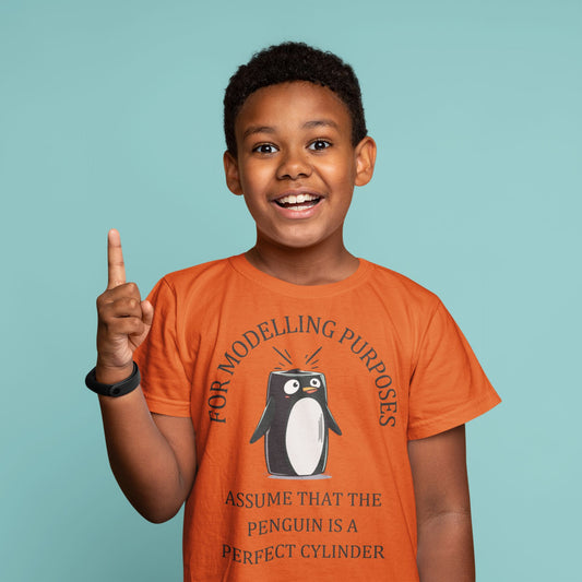 Perfect Cylinder Penguin Kids' T-Shirt – Fun Maths Humour for Boys & Girls