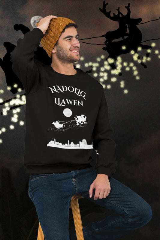 Men's "Nadolig Llawen" Welsh Dragon Sweatshirt – Unisex Christmas Jumper