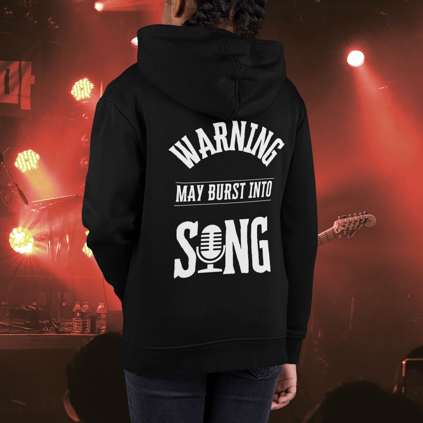 Kids' Theatre Hoodie in Black – Warning: May Burst Into Song!