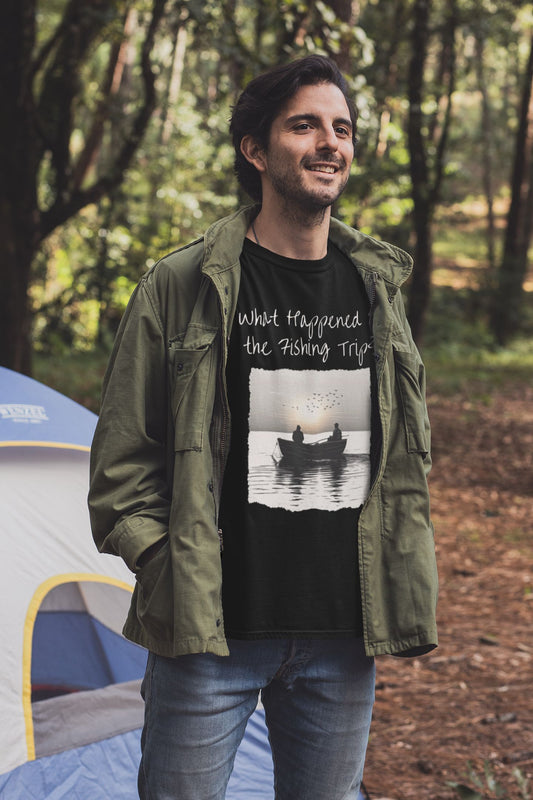 What Happened on the Fishing Trip? Unisex Black Cotton T-shirt