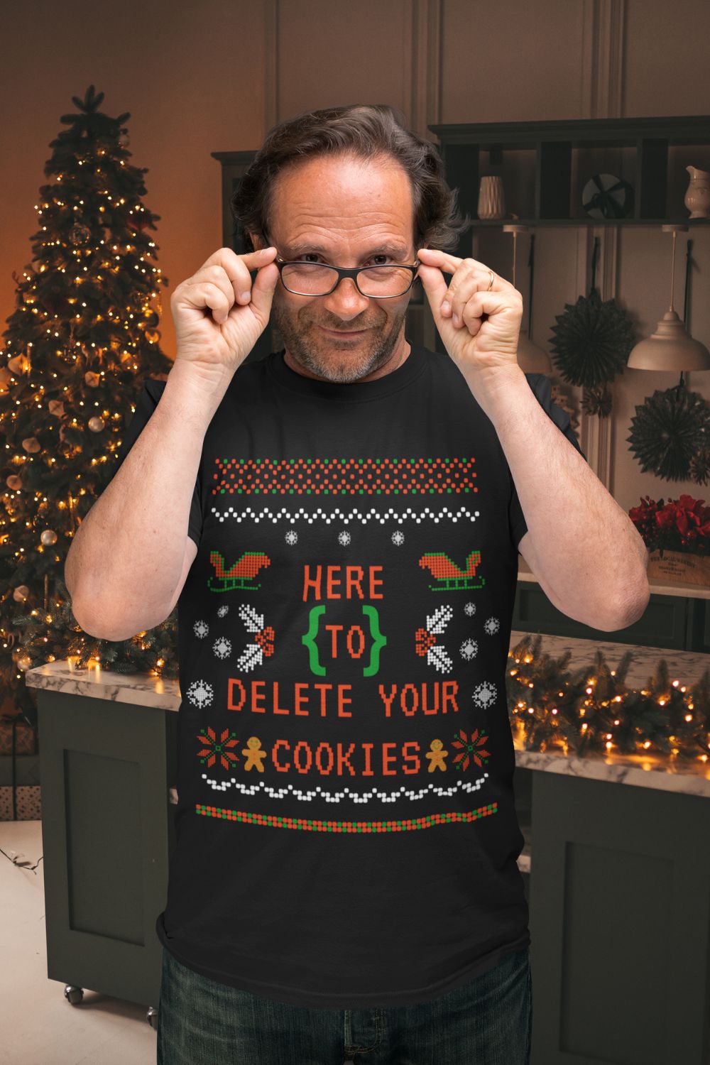 Men's Unisex Design Here to Delete Your Cookies T-Shirt: A Fun, Tech-Inspired Holiday Essential