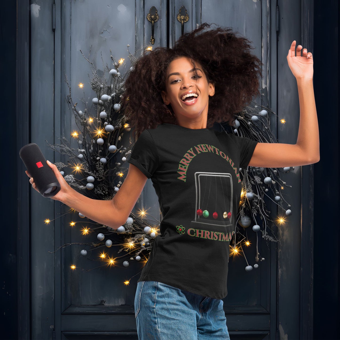 Merry Newtonian Christmas Women's T-shirt: A Fun, Science-Inspired Christmas Design