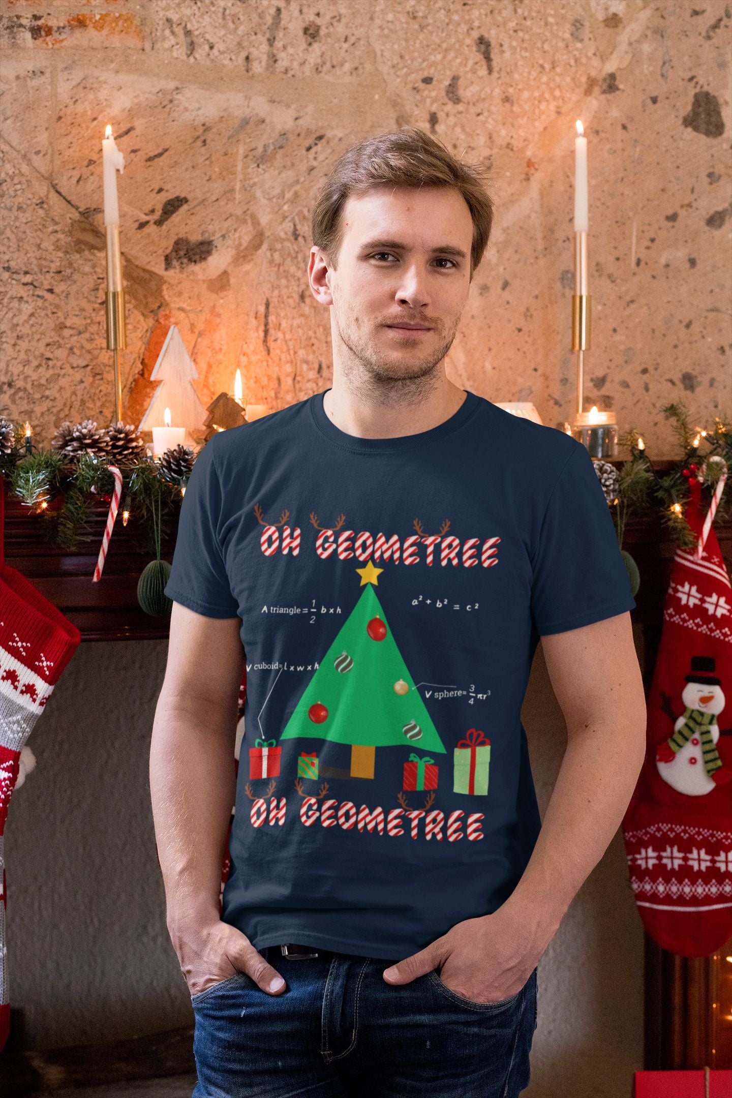 Men's "OH GEOMETREE" Christmas T-shirt – Unisex Design