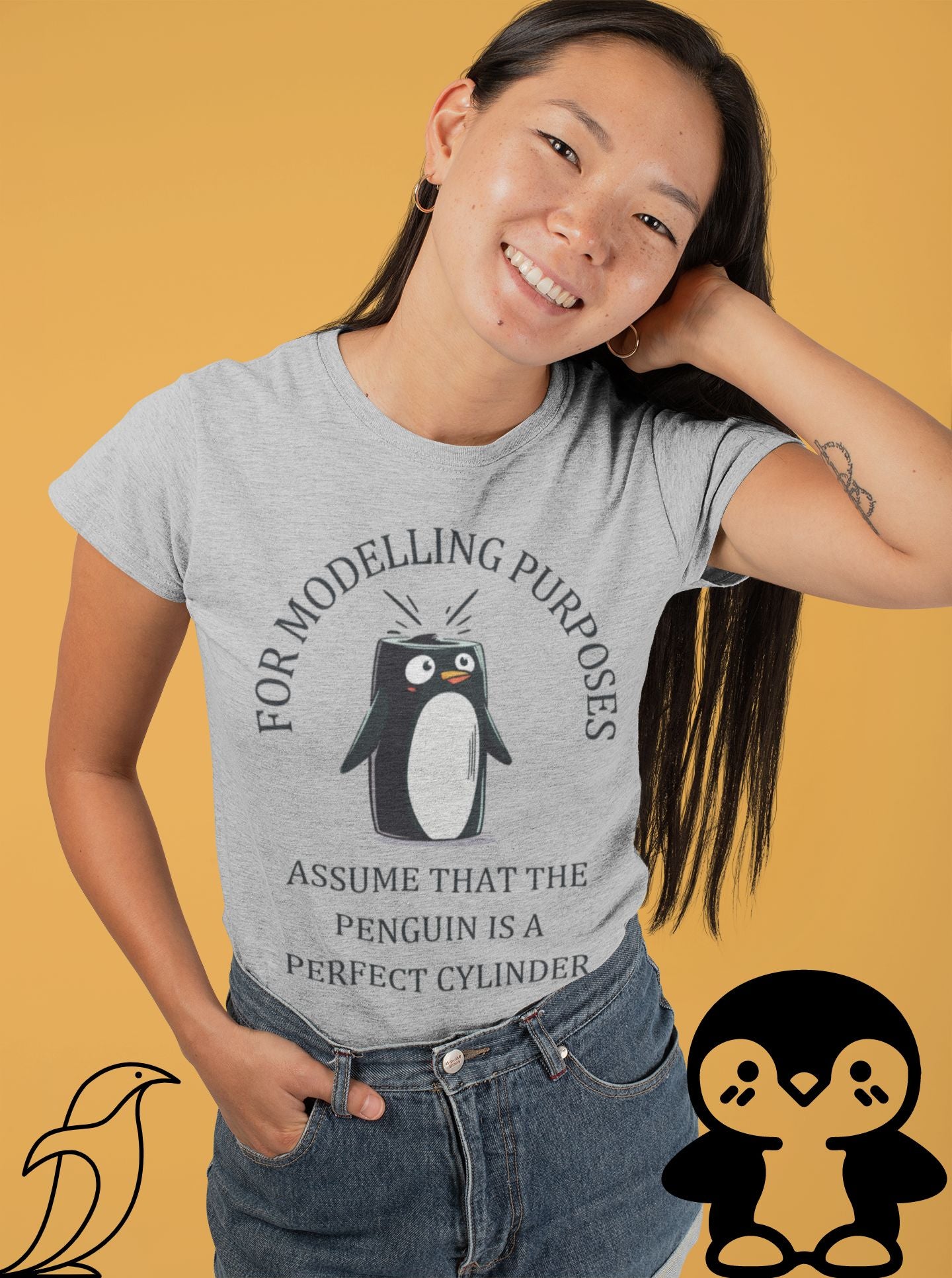 "For Modelling Purposes, Assume the Penguin is a Perfect Cylinder" Women's T-Shirt – Fun Math Design for STEM Lovers