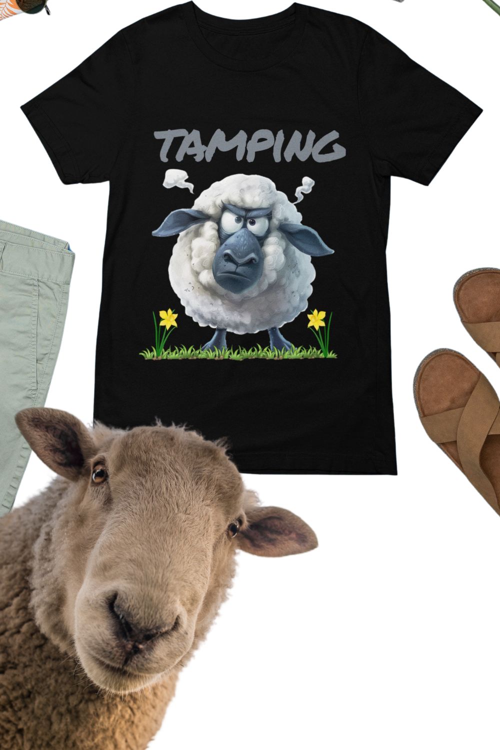 Men’s Tamping Welsh Sheep T-Shirt – Celebrating Iconic Valleys Phrases