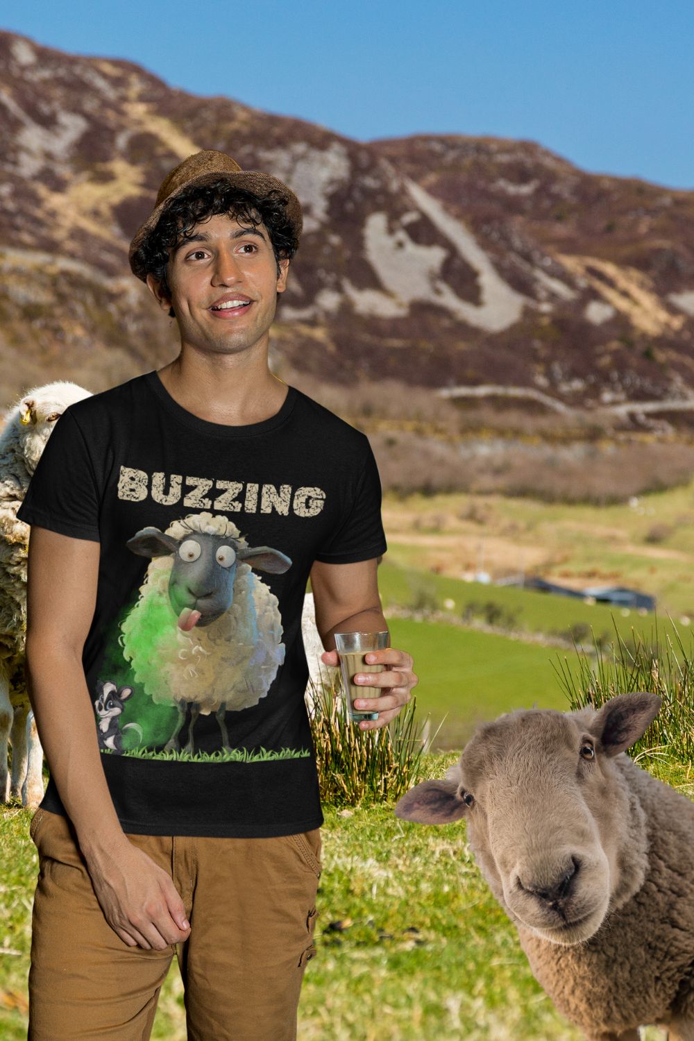 Buzzing Baa-d Men's T-shirt – Celebrate Welsh Humour