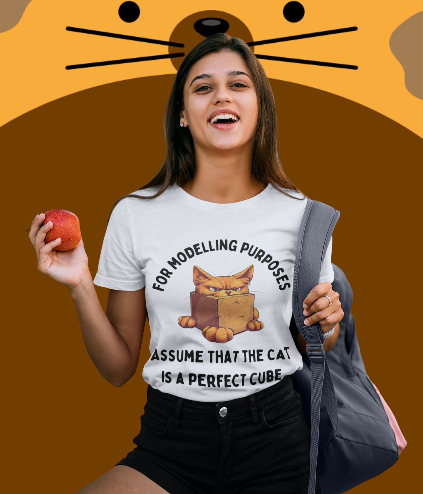 "For Modelling Purposes, Assume the Cat is a Perfect Cube" T-Shirt – Women’s Fitted Style – Fun Maths Humour