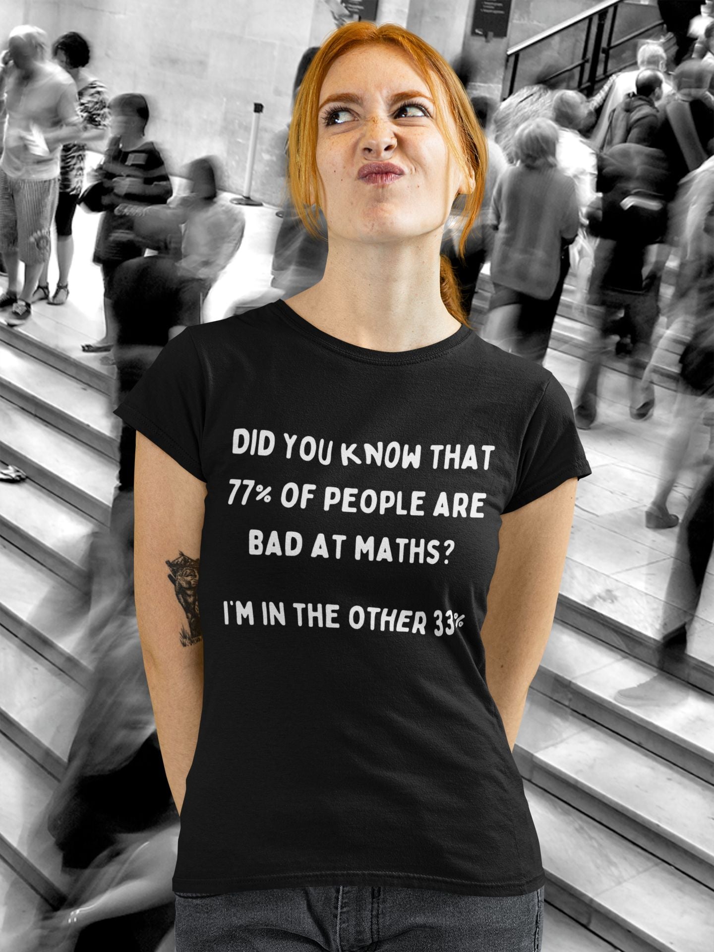 Did You Know? Women's Fitted T-Shirt – 77% of People Are Bad at Maths