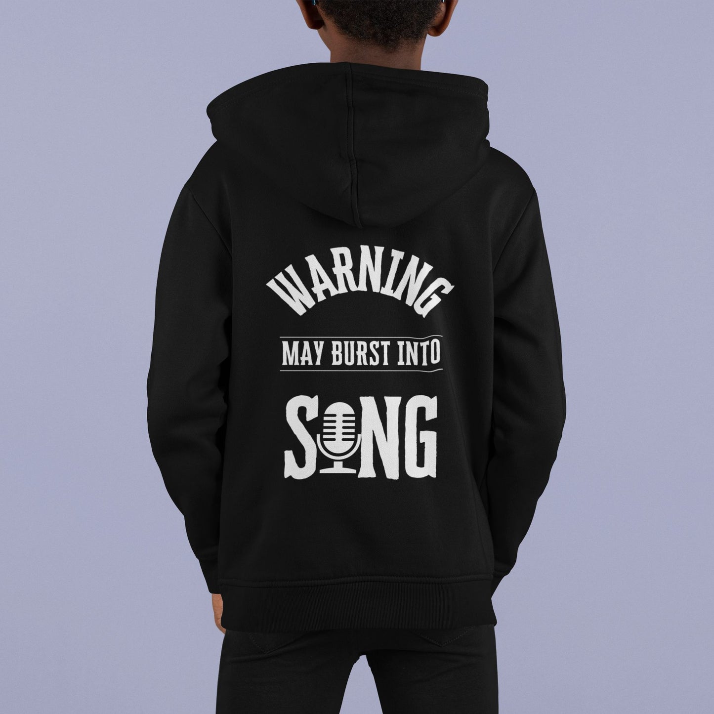 Kids' Theatre Hoodie in Black – Warning: May Burst Into Song!