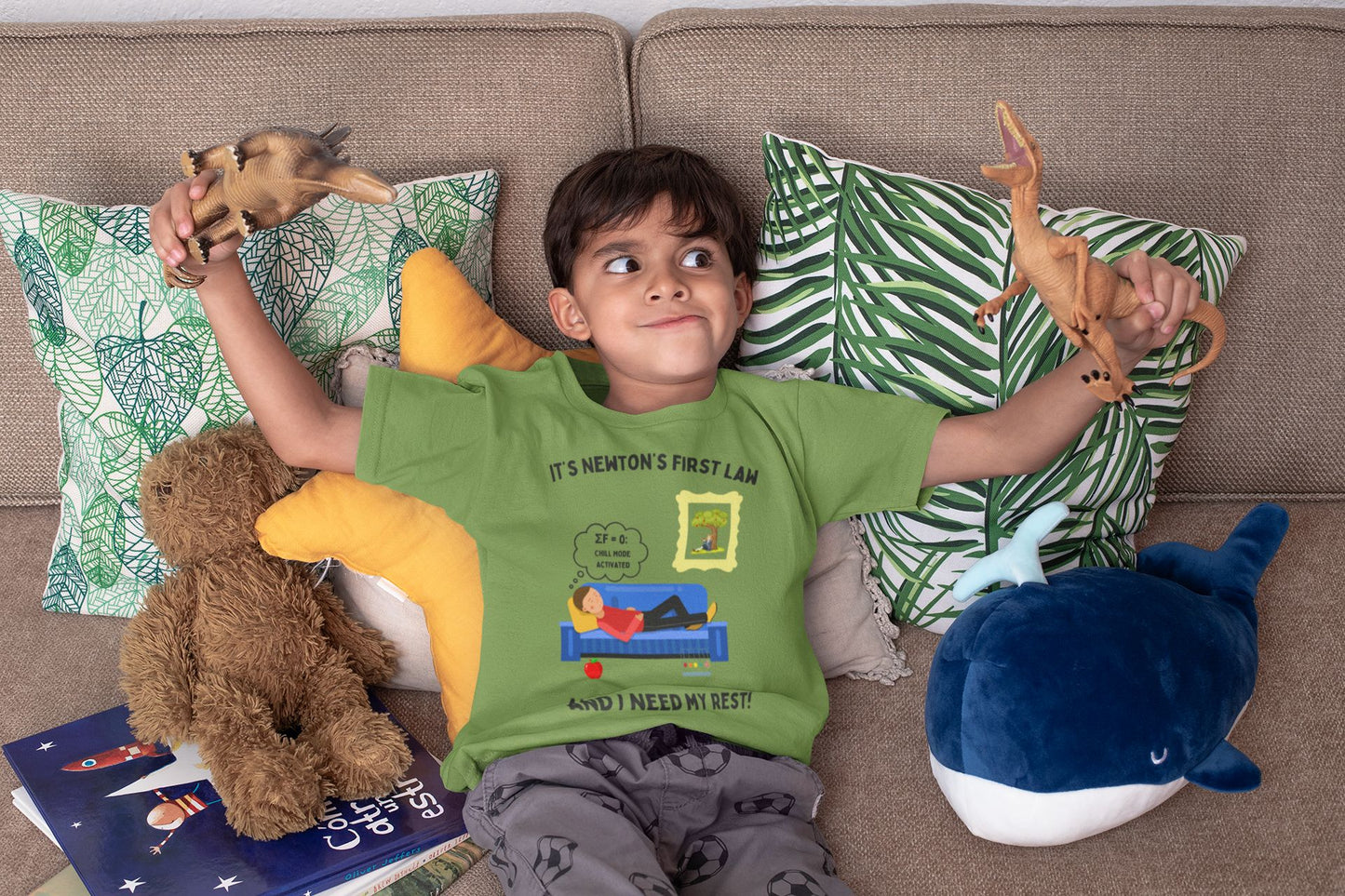 Chill Mode Activated – Kids’ STEM T-Shirt Inspired by Newton’s First Law