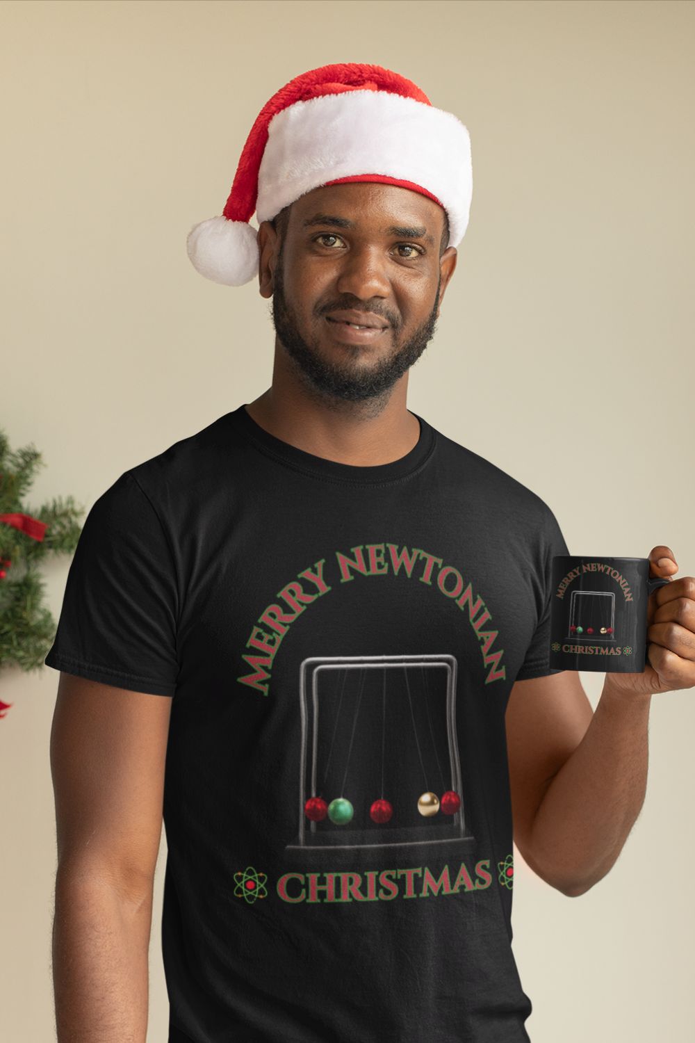 Merry Newtonian Christmas Men's T-shirt: A Festive, Science-Inspired Design