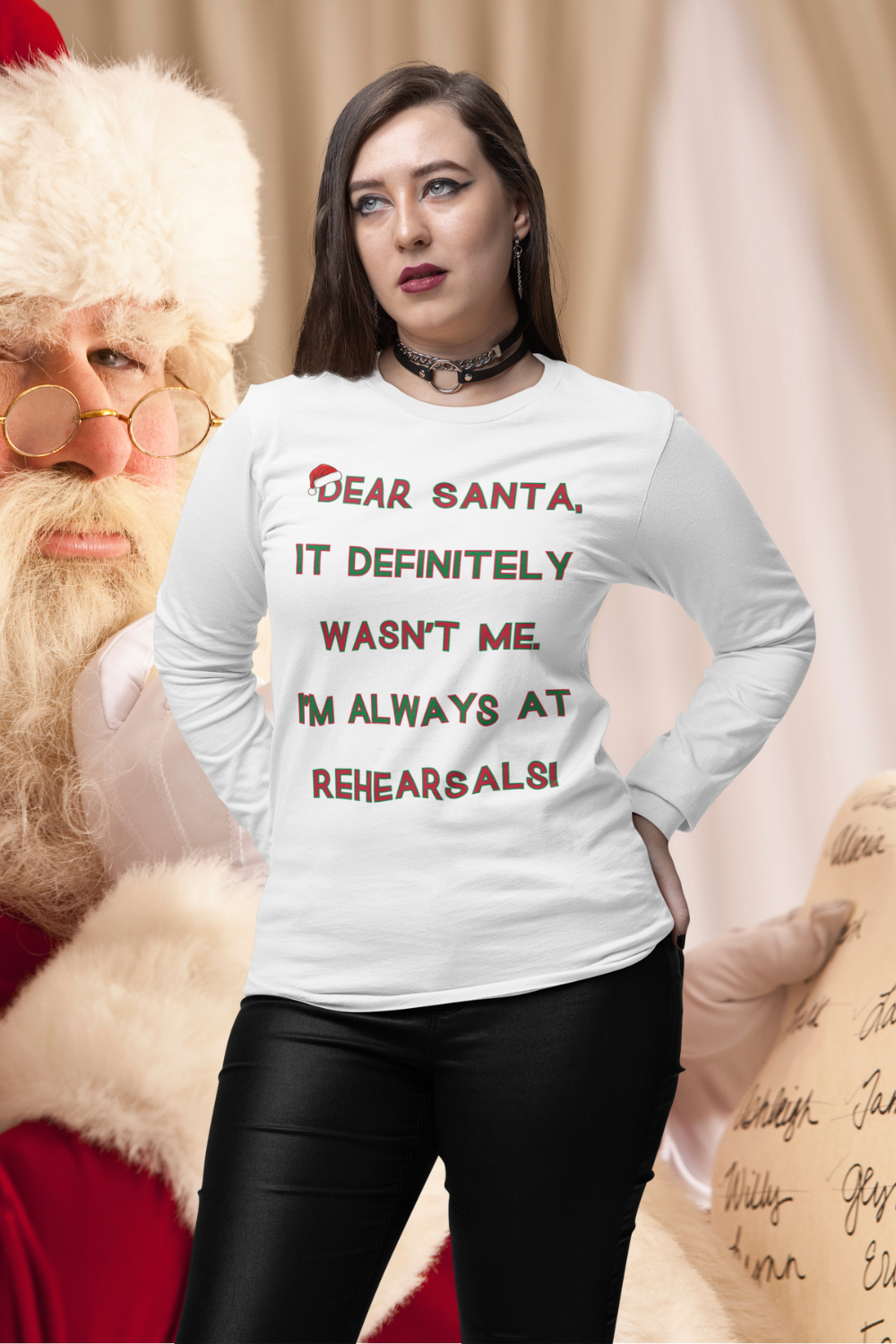 Christmas Theatre Long Sleeve Tee – ‘Dear Santa, I’m Always at Rehearsals!