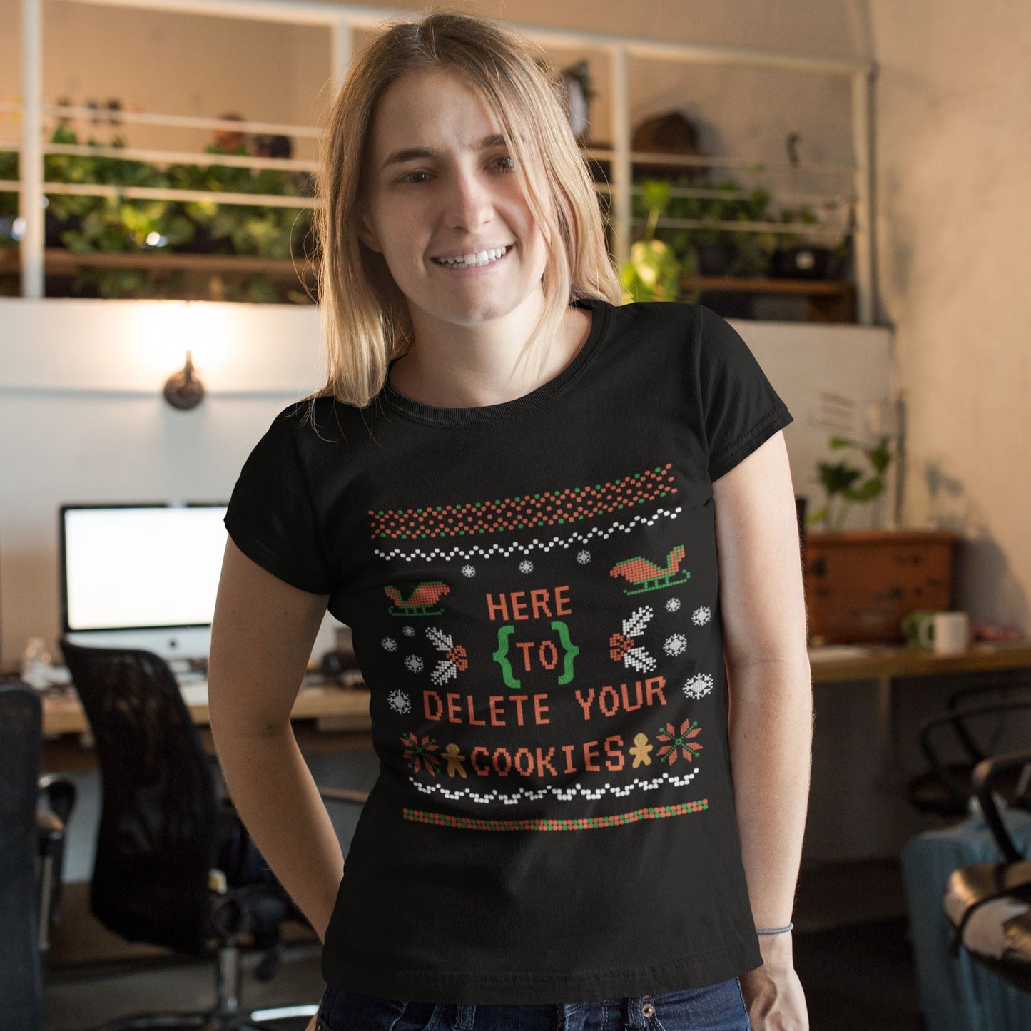 Women's Here to Delete Your Cookies Tech Support T-shirt: A Fun, Tech-Inspired Christmas Essential