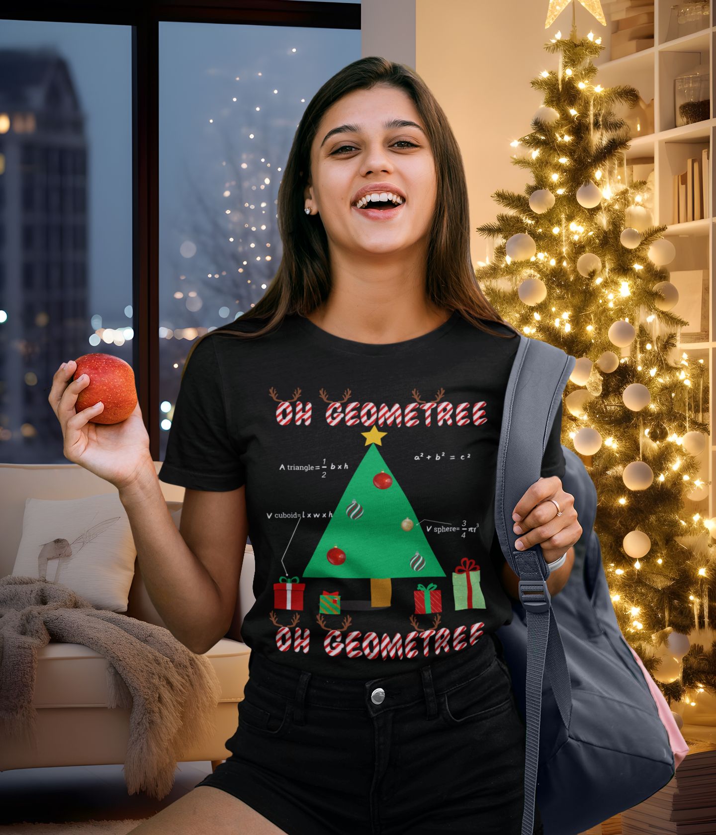 Women's "OH GEOMETREE" Christmas T-Shirt – Fun and Festive Maths Design