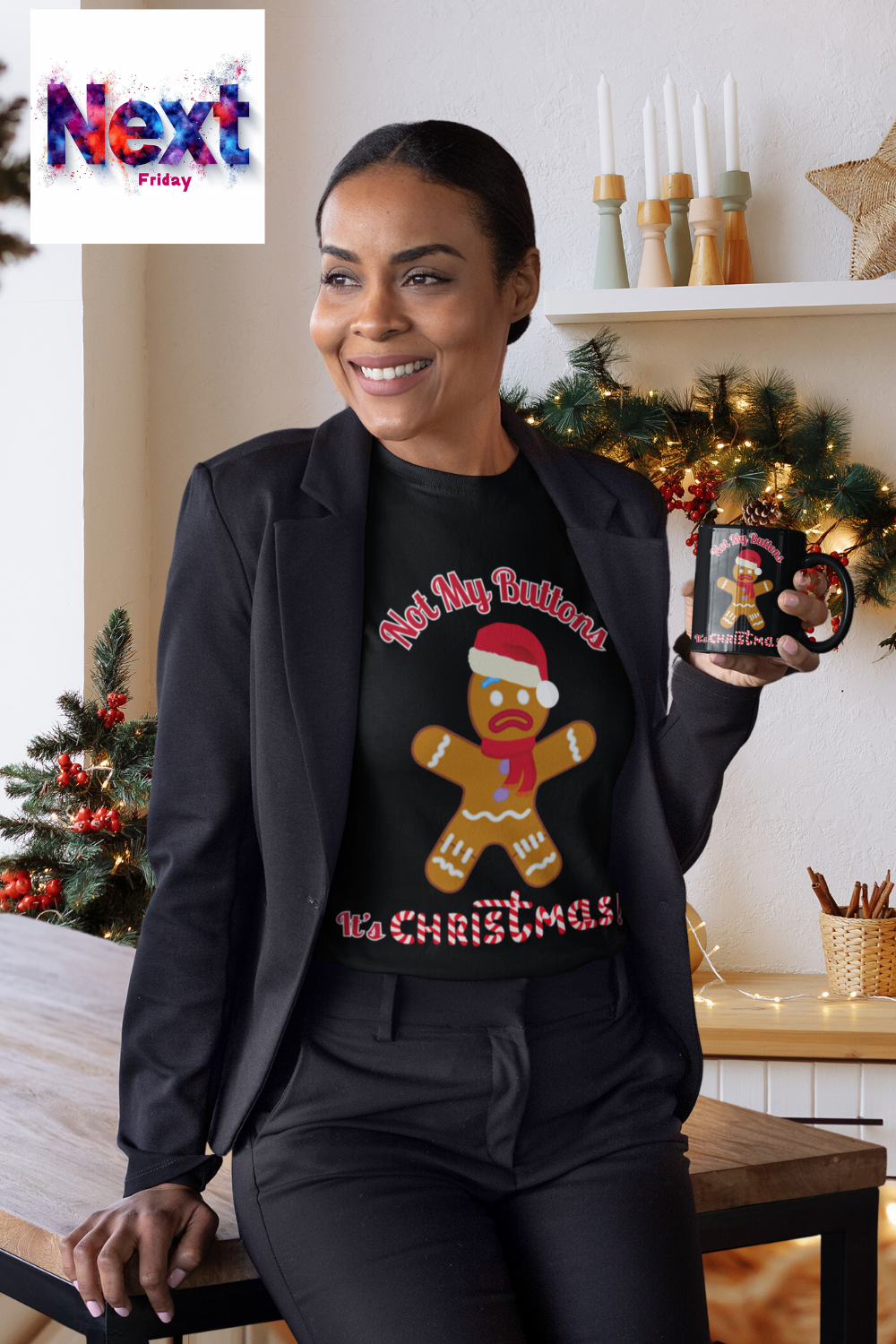 Not My Buttons! Festive Gingerbread Man T-Shirt for Theatre Lovers