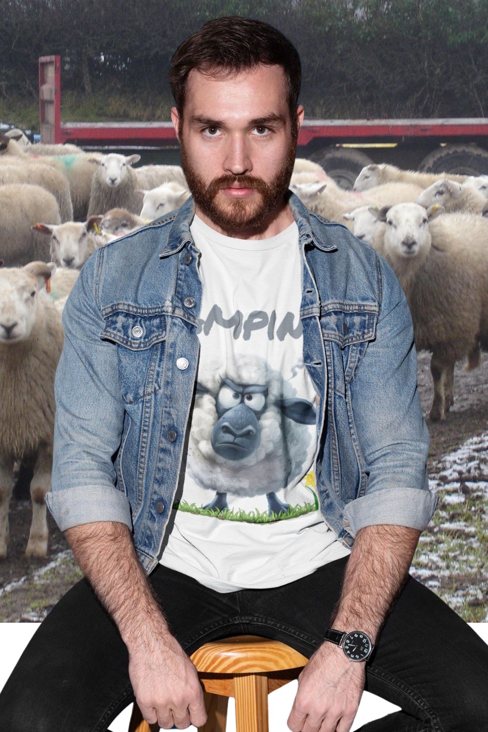 Men’s Tamping Welsh Sheep T-Shirt – Celebrating Iconic Valleys Phrases