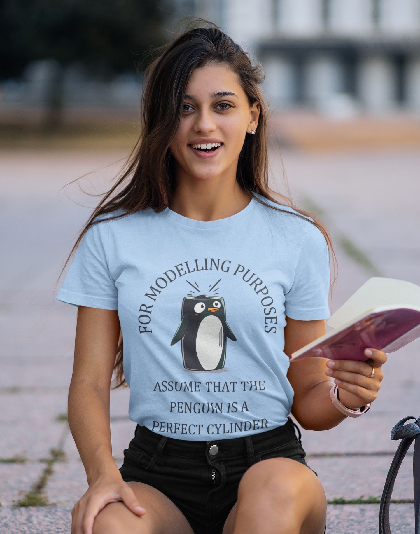 "For Modelling Purposes, Assume the Penguin is a Perfect Cylinder" Women's T-Shirt – Fun Math Design for STEM Lovers