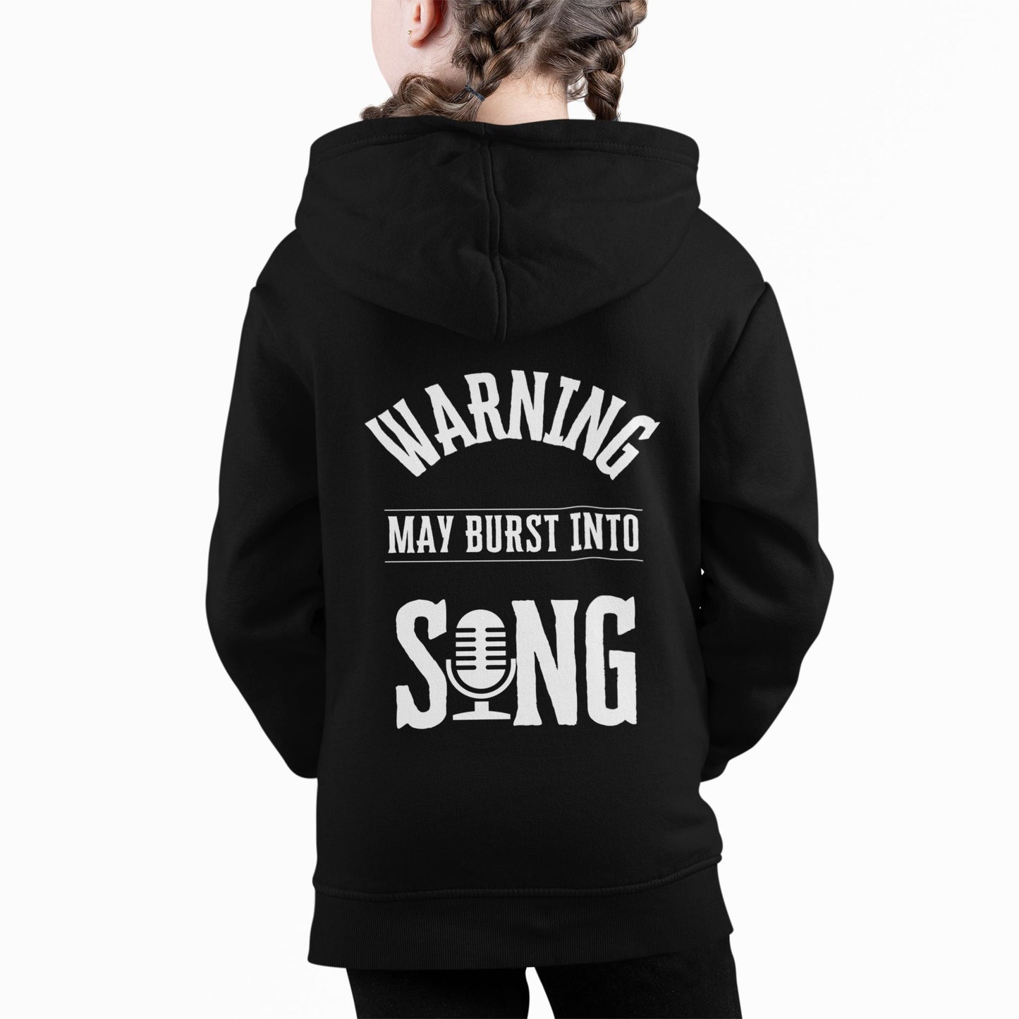 Kids' Theatre Hoodie in Black – Warning: May Burst Into Song!