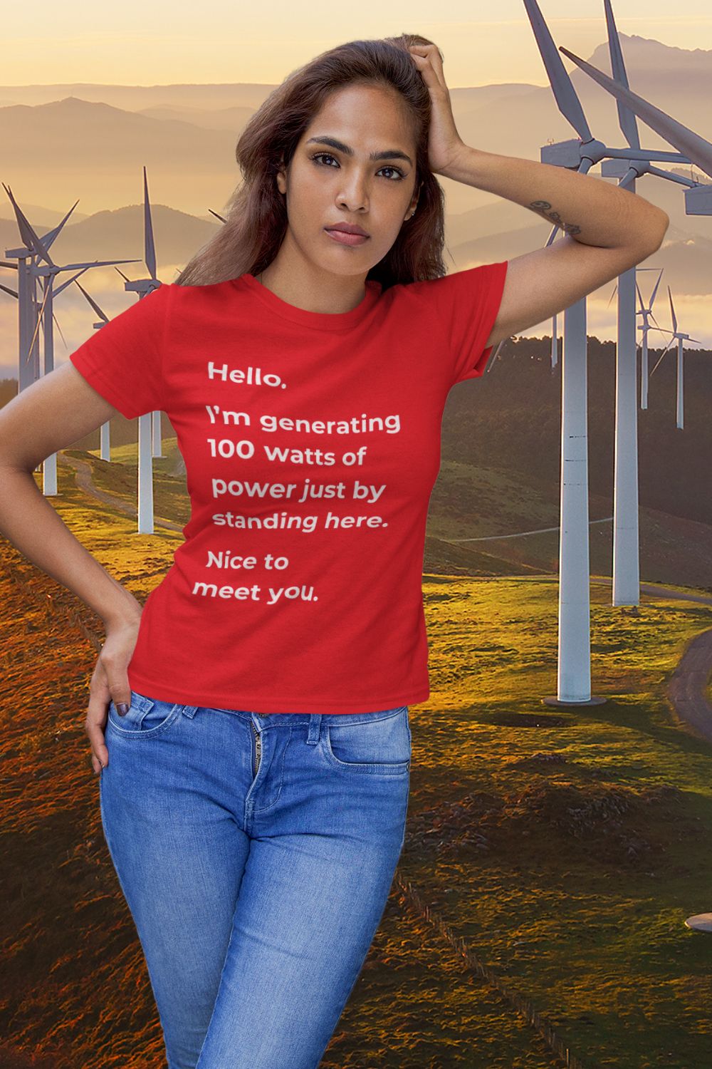 Hello, I'm Generating 100 Watts Women's T-shirt: A Clever Science-Inspired Design