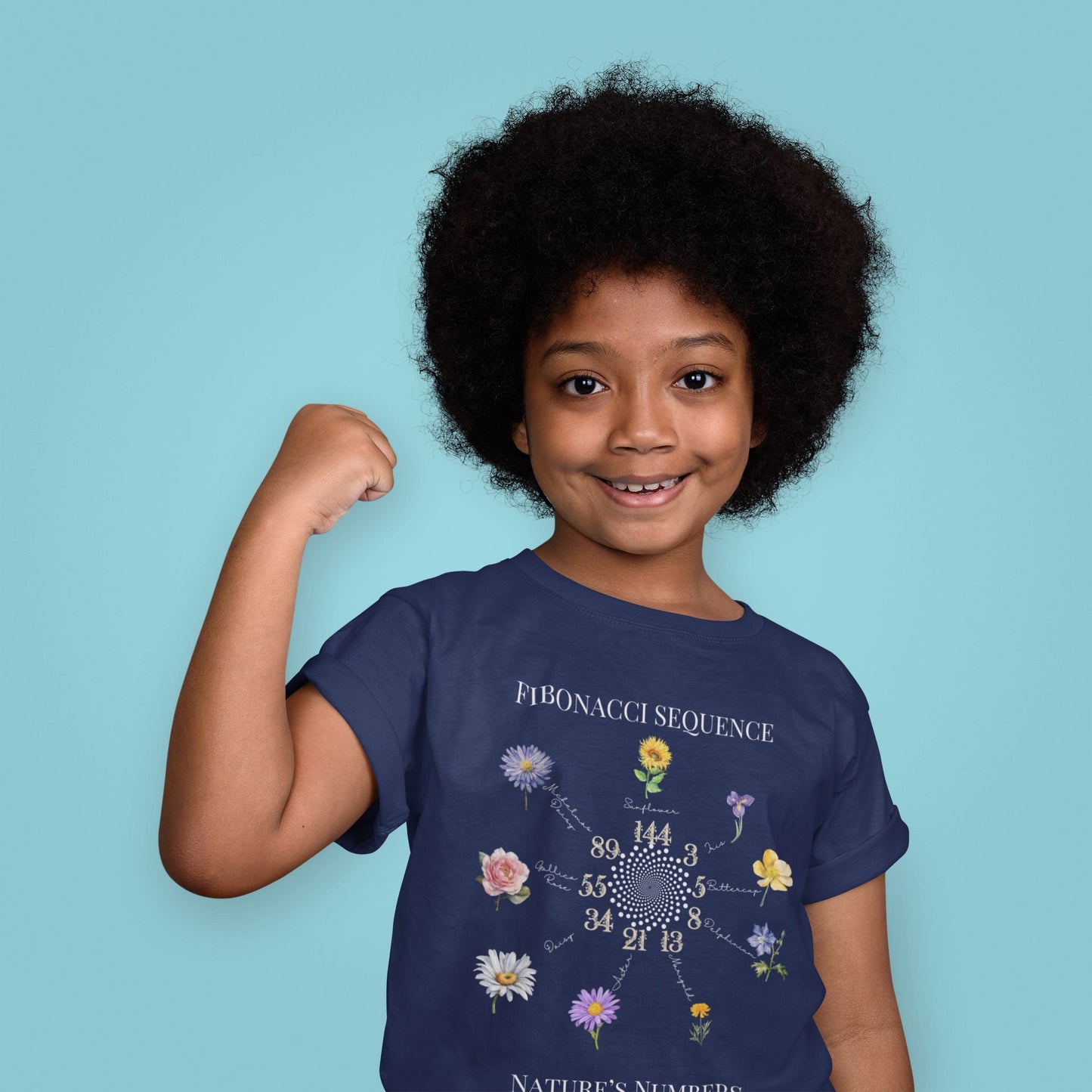 STEM-Inspired Fibonacci Sequence T-Shirt for Kids – Nature and Maths Combined