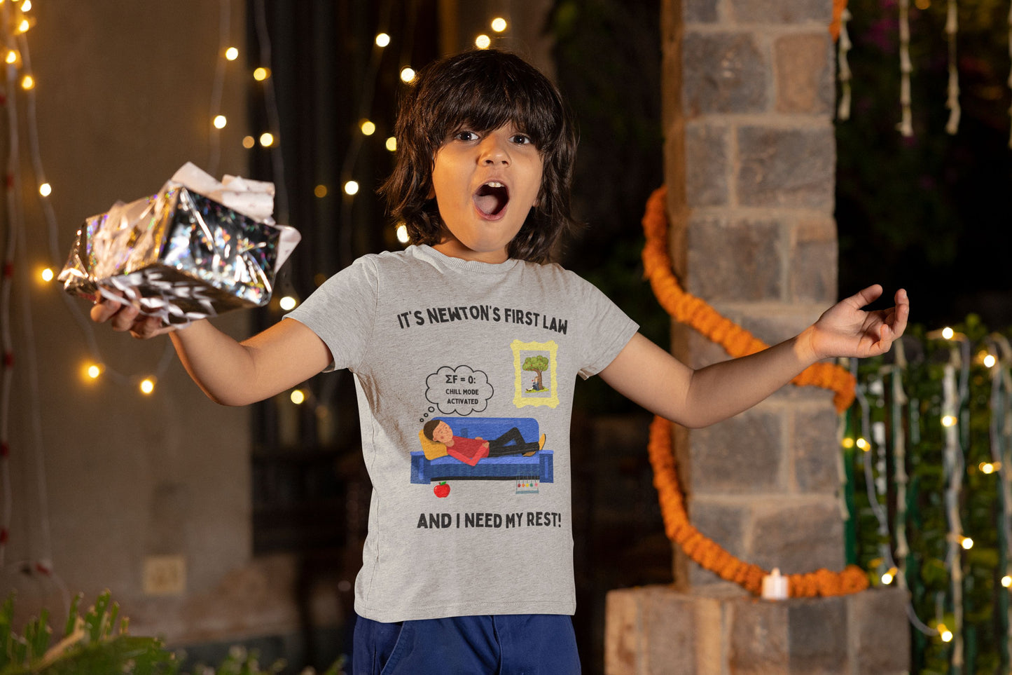 Chill Mode Activated – Kids’ STEM T-Shirt Inspired by Newton’s First Law