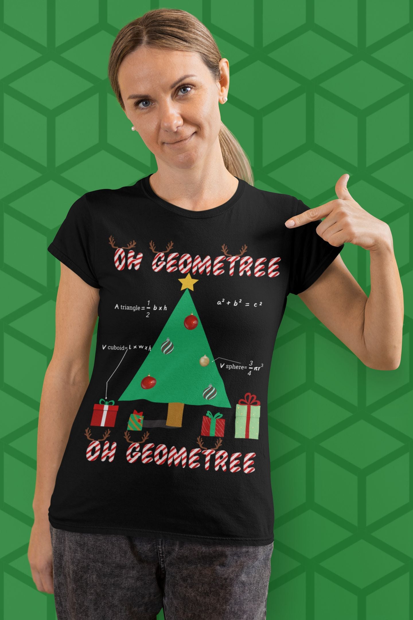 Women's "OH GEOMETREE" Christmas T-Shirt – Fun and Festive Maths Design