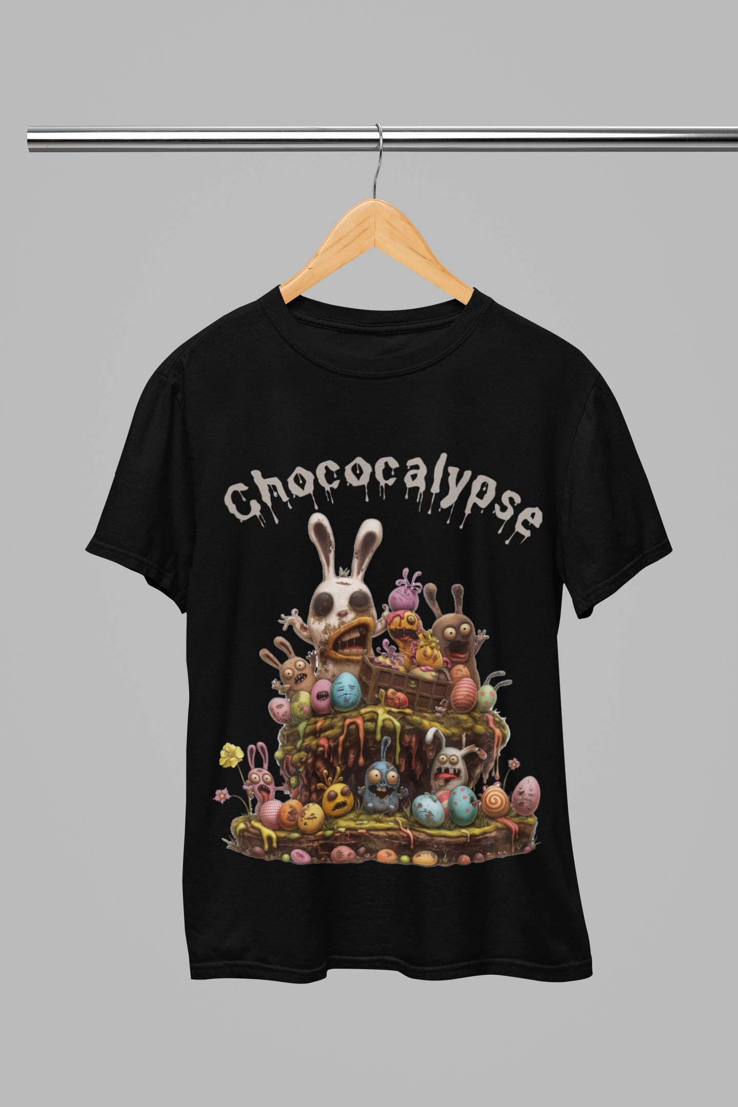 Chococalypse Zombie Bunny T-Shirt – Fun & Spooky Chocolate Mayhem for Kids