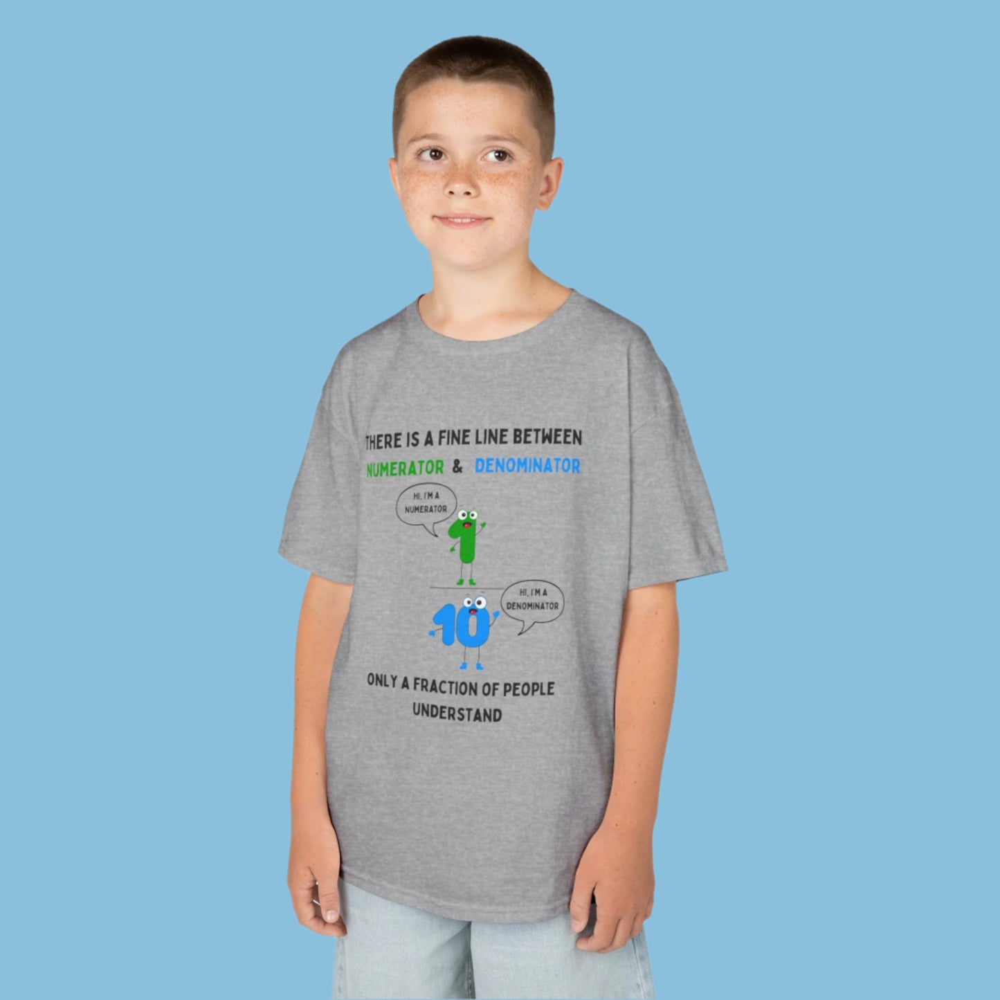 STEM Maths Humour Kid's T-Shirt: Fine Line Between Numerator & Denominator