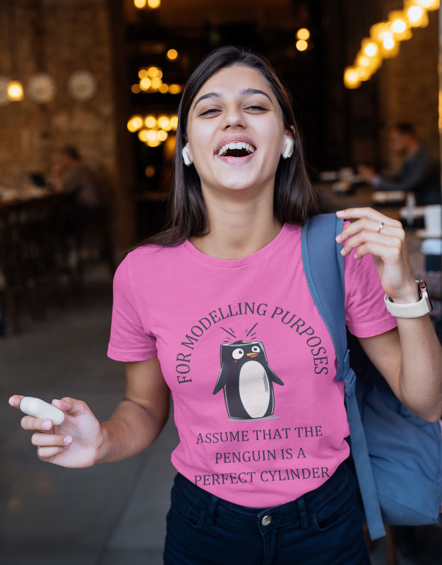 "For Modelling Purposes, Assume the Penguin is a Perfect Cylinder" Women's T-Shirt – Fun Math Design for STEM Lovers