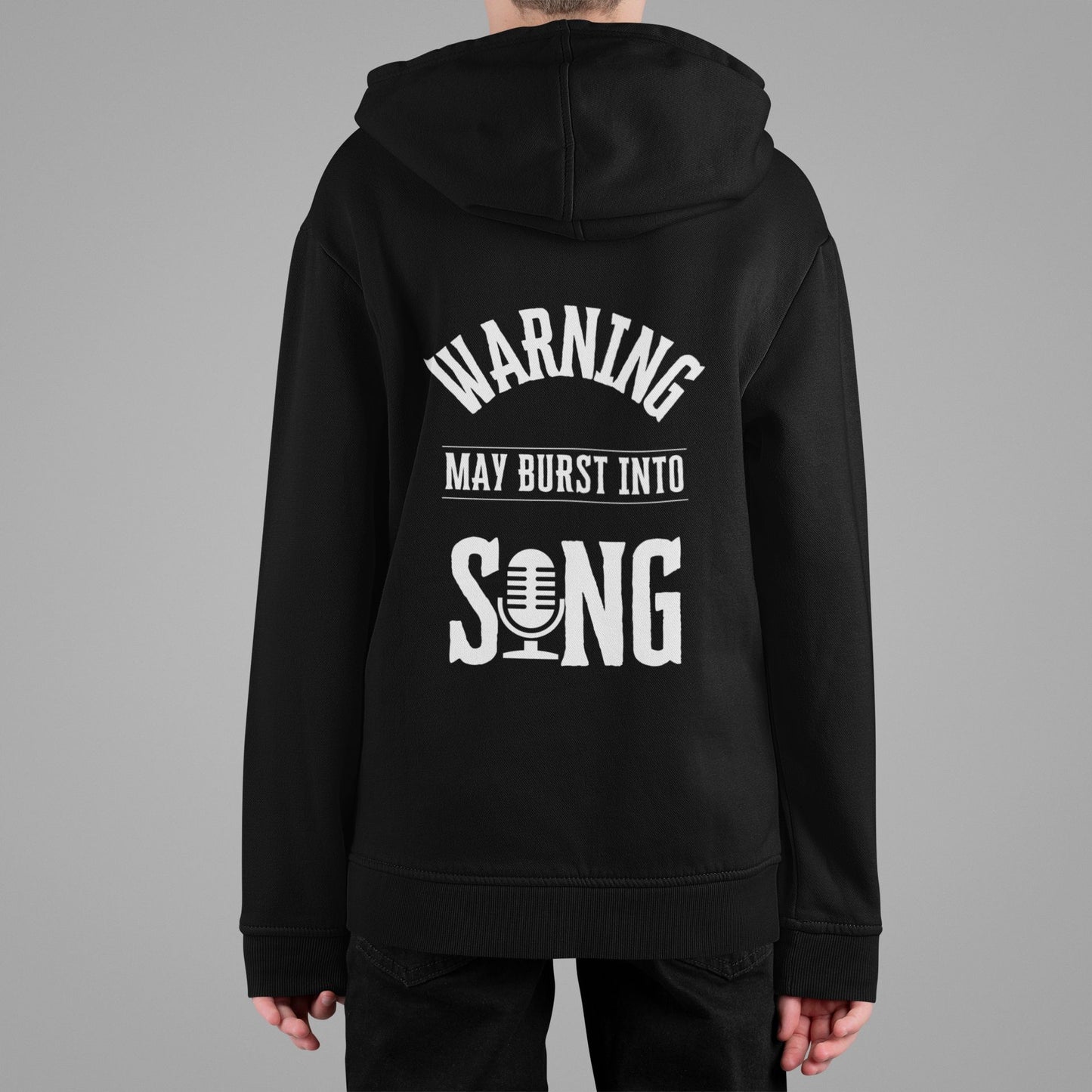 Kids' Theatre Hoodie in Black – Warning: May Burst Into Song!