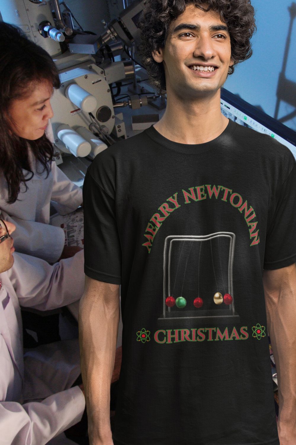 Merry Newtonian Christmas Men's T-shirt: A Festive, Science-Inspired Design