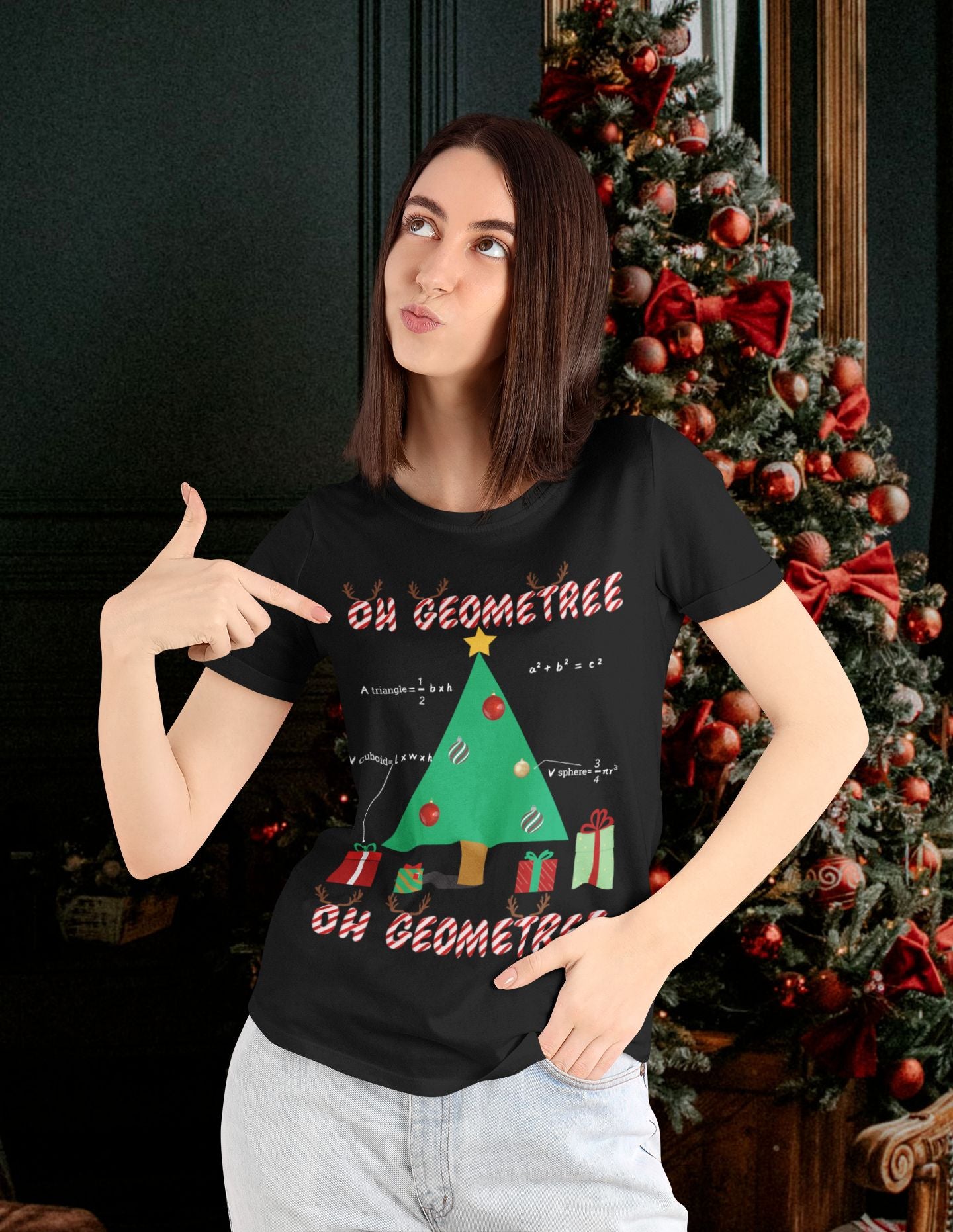 Women's "OH GEOMETREE" Christmas T-Shirt – Fun and Festive Maths Design