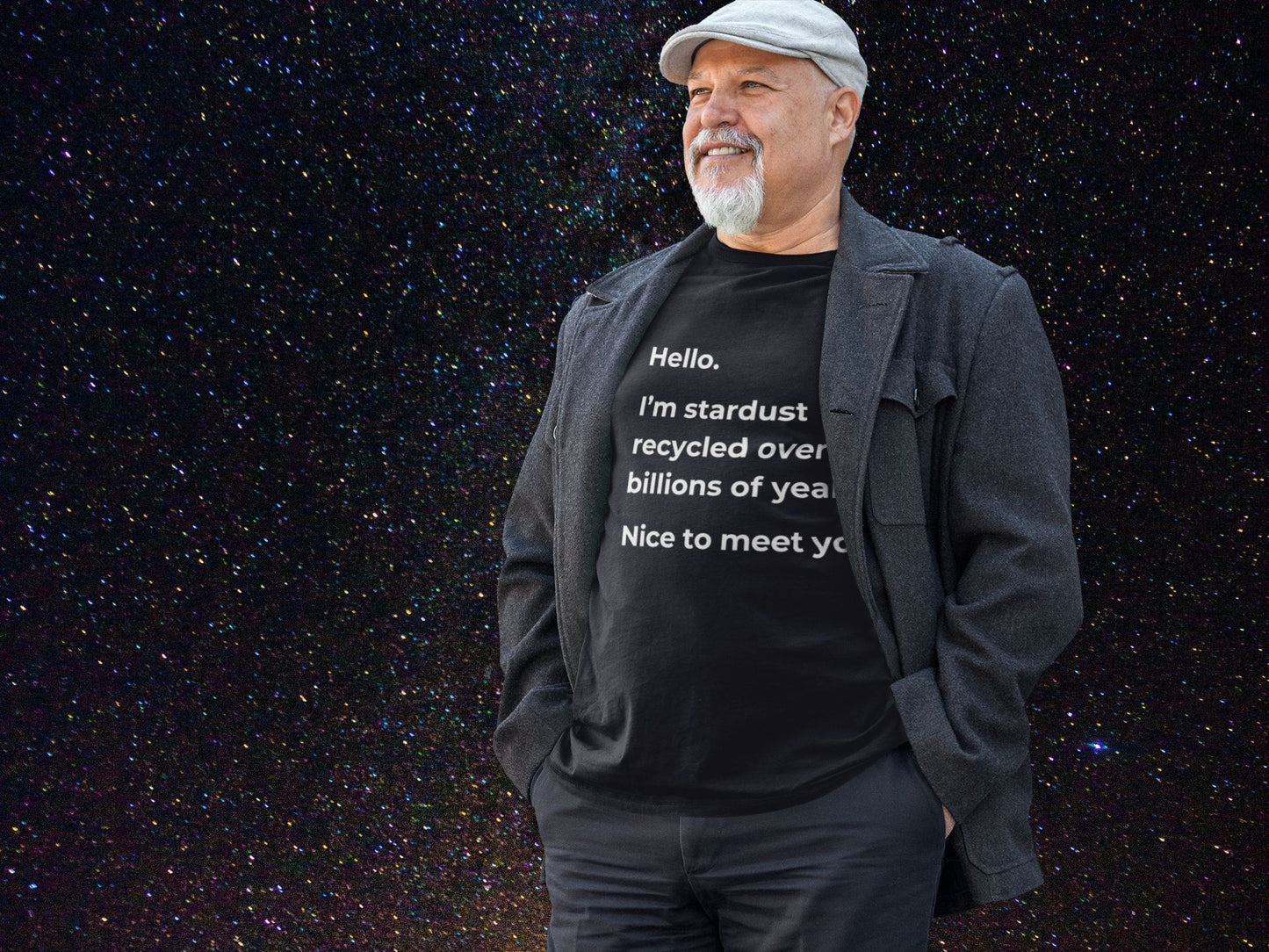 Hello, I’m Stardust Men's T-shirt: A Cosmic, Thought-Provoking Design for Science Enthusiasts